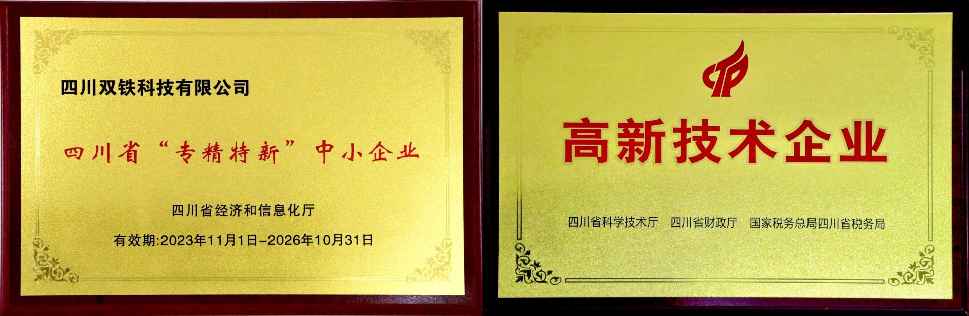 专精特新 高新技术证书